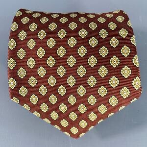 KITON Brown Yellow Abstract Floral Silk Tie